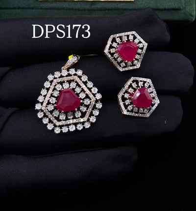 Crimson Hexa Diamond Pendant Set