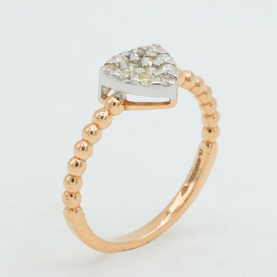 Beaded Heart Diamond Ring