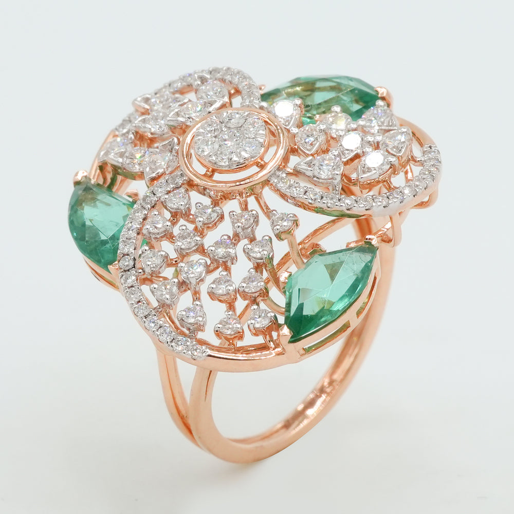 Emerald Whirl Diamond Ring
