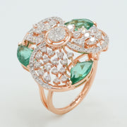 Emerald Whirl Diamond Ring