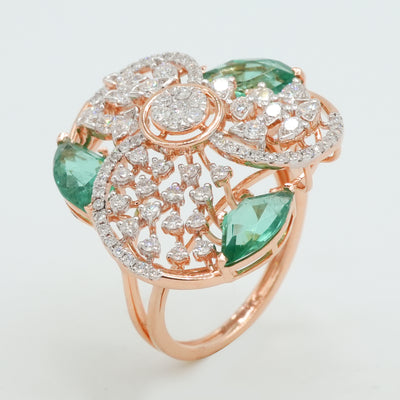 Emerald Whirl Diamond Ring