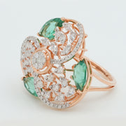 Emerald Whirl Diamond Ring