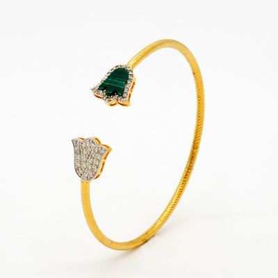 Emerald Hamsa Diamond Bangle