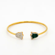 Emerald Hamsa Diamond Bangle