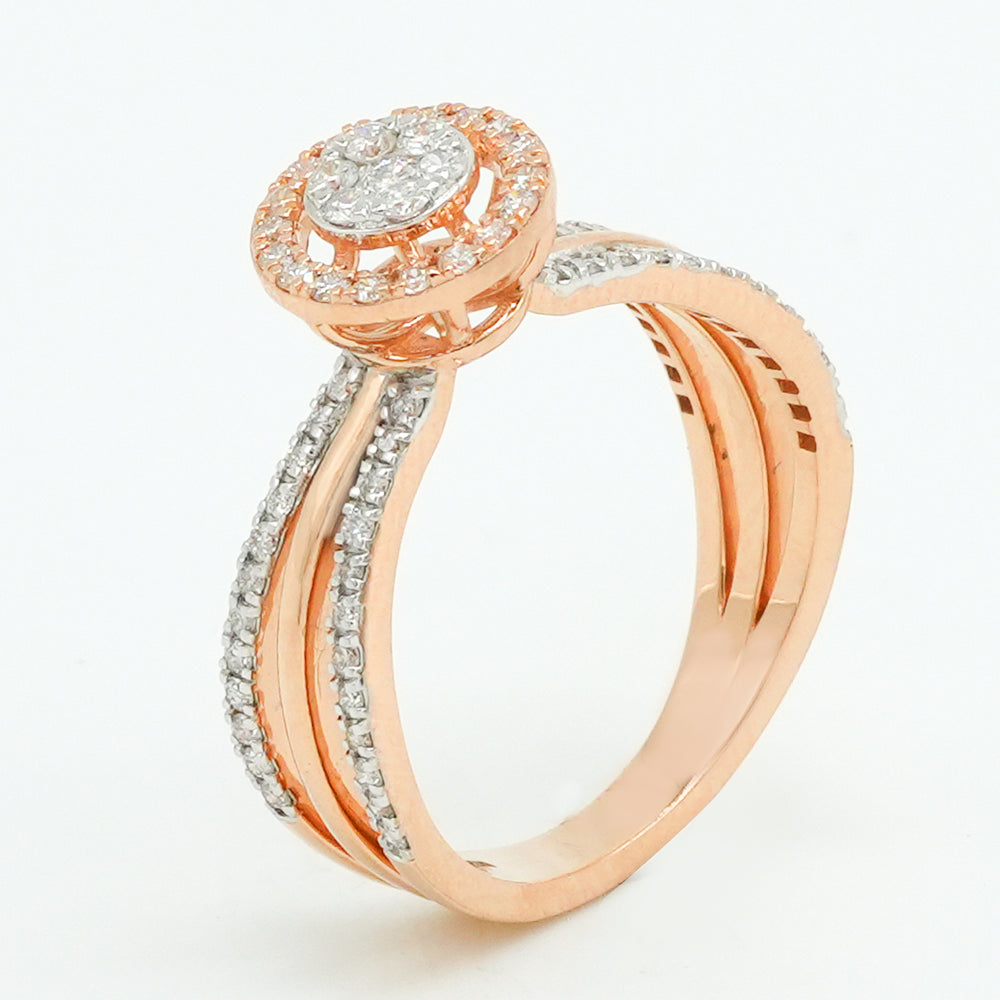 Tria Halo Diamond Ring