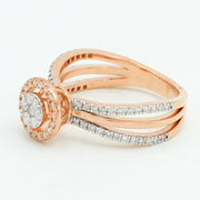 Tria Halo Diamond Ring