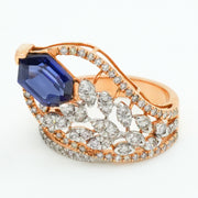 Blue Leaf Diamond Ring