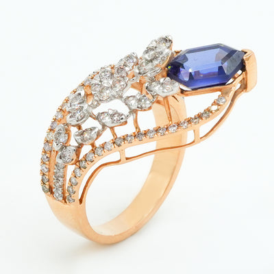 Blue Leaf Diamond Ring