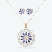 Sapphire Bloom Diamond Pendant Set