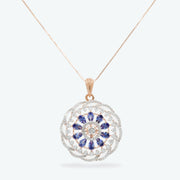 Sapphire Bloom Diamond Pendant Set