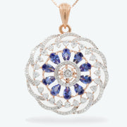 Sapphire Bloom Diamond Pendant Set