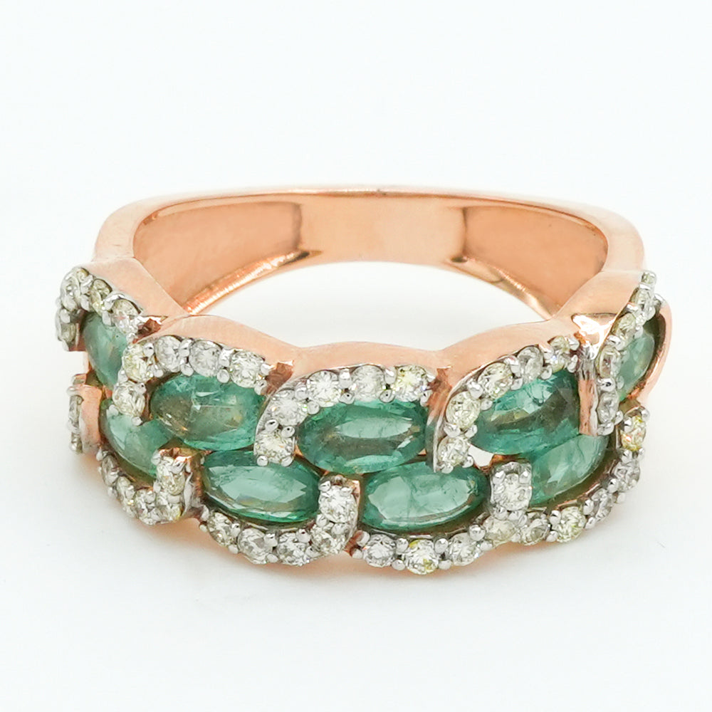 Emerald Chain Diamond Ring