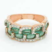 Emerald Chain Diamond Ring