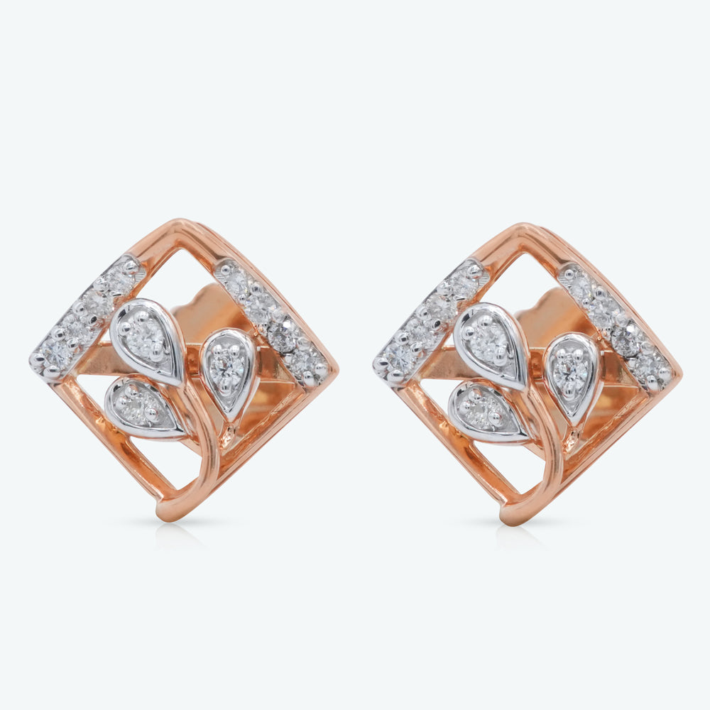 Diamond Leaf Square Studs
