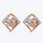 Diamond Leaf Square Studs