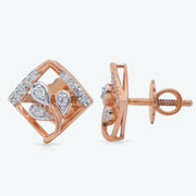 Diamond Leaf Square Studs