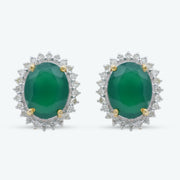 Green Oval Halo Earrings