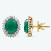 Green Oval Halo Earrings