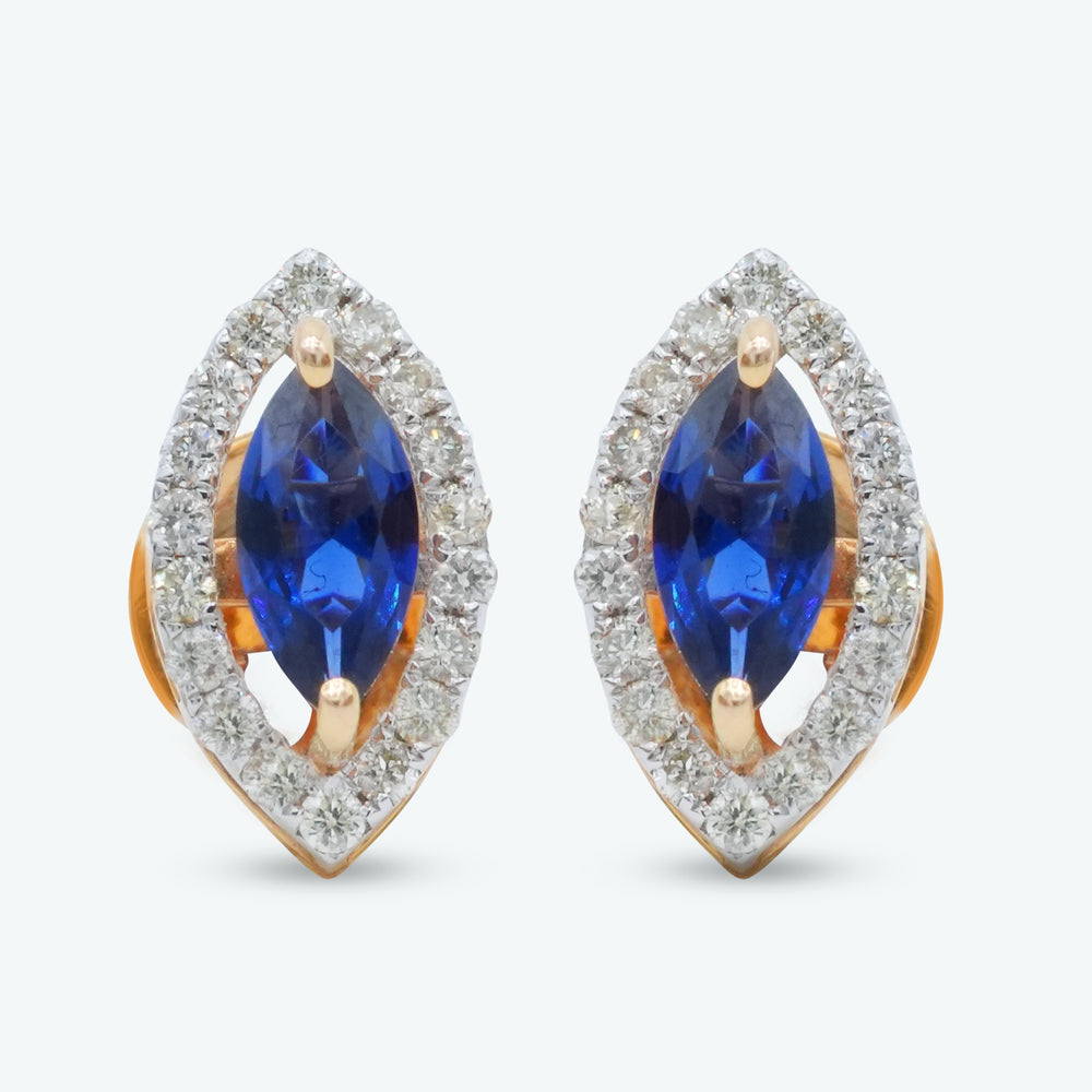 Blue Leaf Diamond Earrings