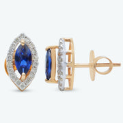Blue Leaf Diamond Earrings