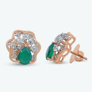 Green Stone Diamond Studs