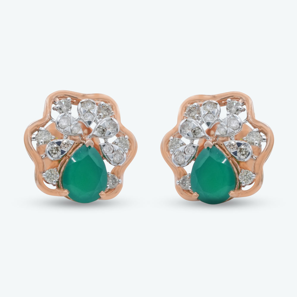 Green Stone Diamond Studs
