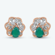 Green Stone Diamond Studs