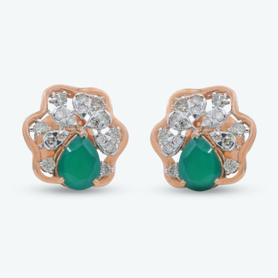 Green Stone Diamond Studs