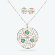 Trinity Emerald Diamond Pendant Set