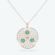 Trinity Emerald Diamond Pendant Set