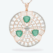 Trinity Emerald Diamond Pendant Set