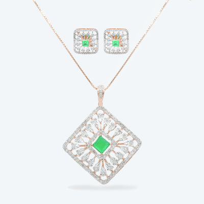 Green Aura Diamond Pendant Set