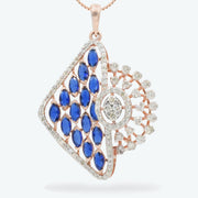 Blue Petal Diamond Pendant Set