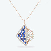 Blue Petal Diamond Pendant Set