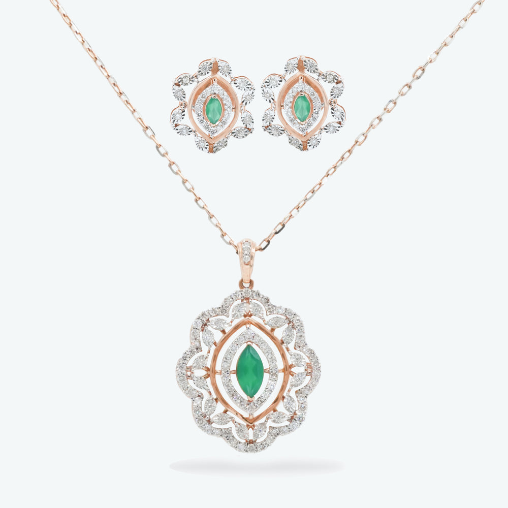 Emera Lotus Diamond Pendant Set