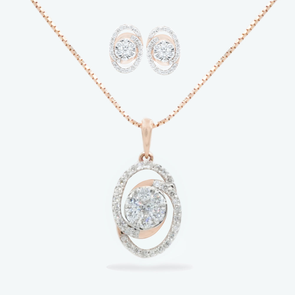 Nova Circle Diamond Pendant Set