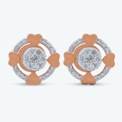Diamond Heart Circle Studs