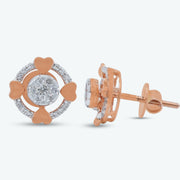 Diamond Heart Circle Studs