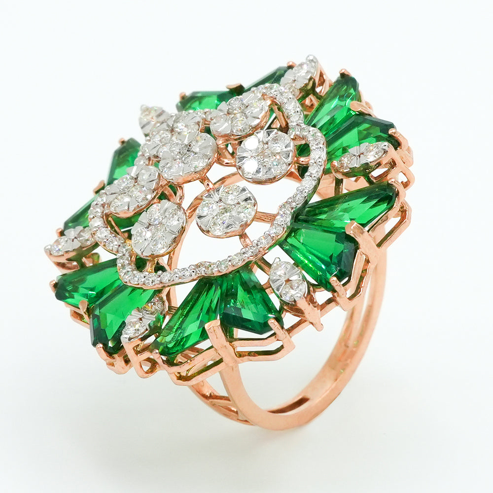 Emerald Bloom Diamond Ring