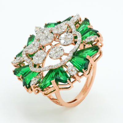 Emerald Bloom Diamond Ring