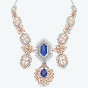 Celestia Blue Gemstone Diamond Necklace Set