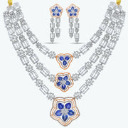 Elara Blue Gemstone Floral Necklace Set