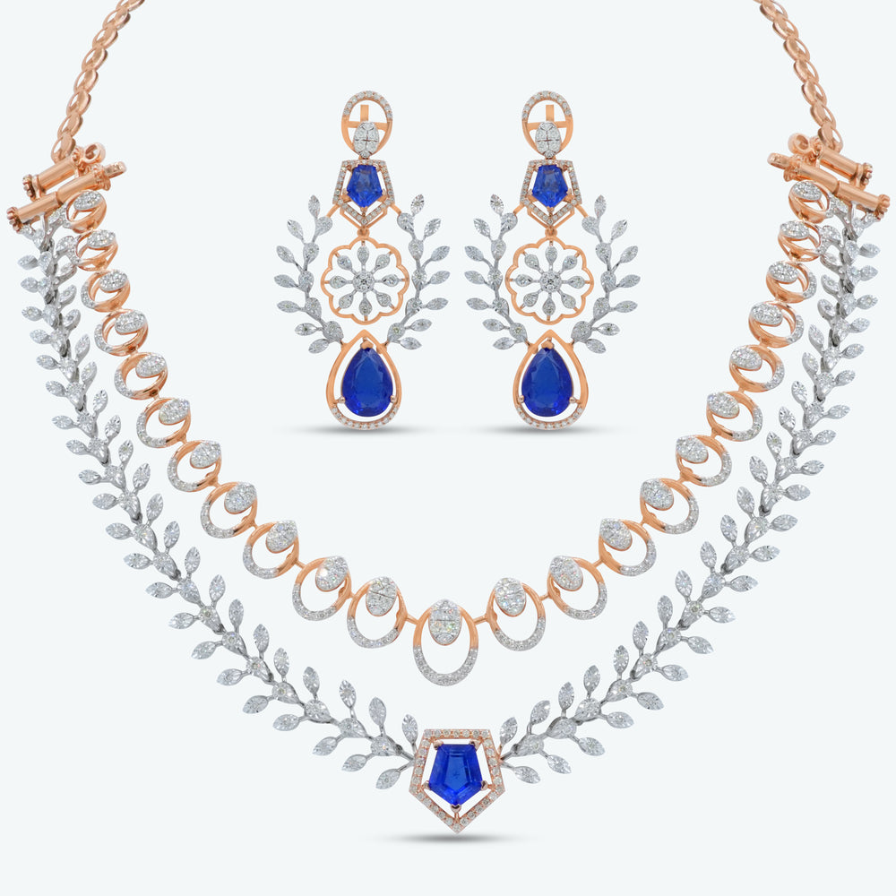 Sapphire Bloom Diamond Necklace Set