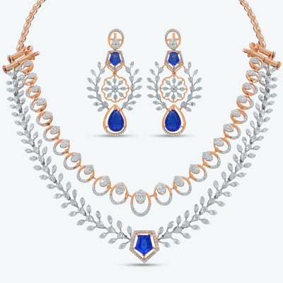 Sapphire Bloom Diamond Necklace Set