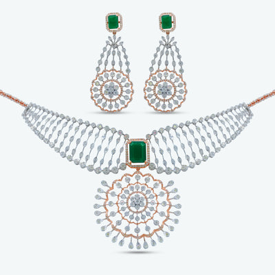 Emerald Petals Diamond Necklace Set
