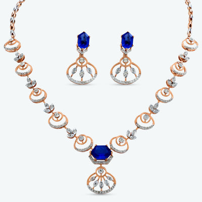 Sapphire Orbit Diamond Necklace Set