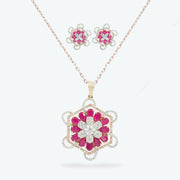 Roselle Bloom Diamond Pendant Set