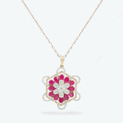 Roselle Bloom Diamond Pendant Set