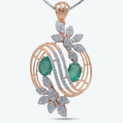 Flora Emerald Diamond Pendant Set