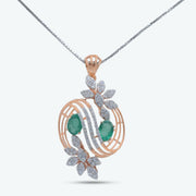 Flora Emerald Diamond Pendant Set